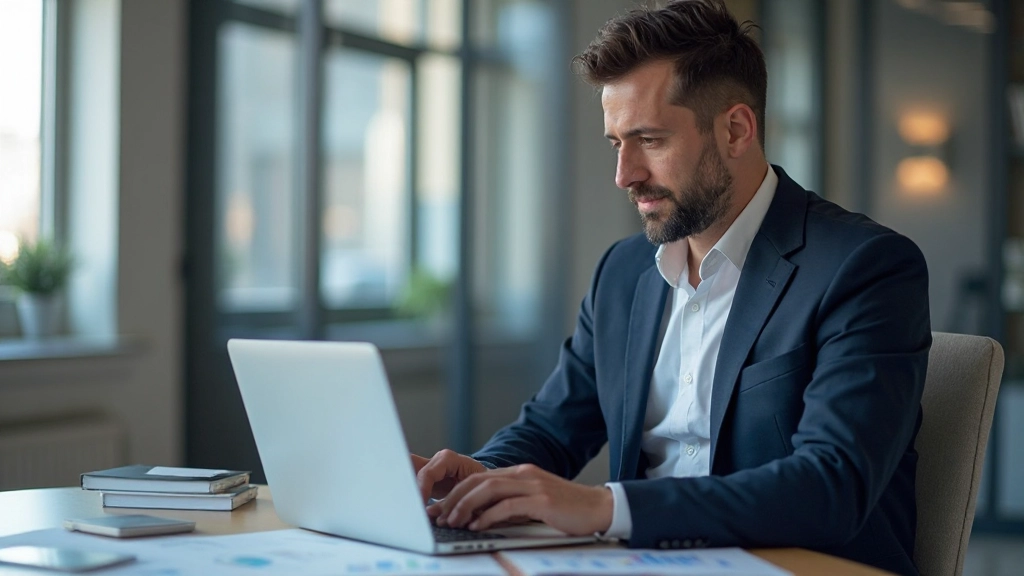 Profesional analizando métricas de negocio en computadora portátil