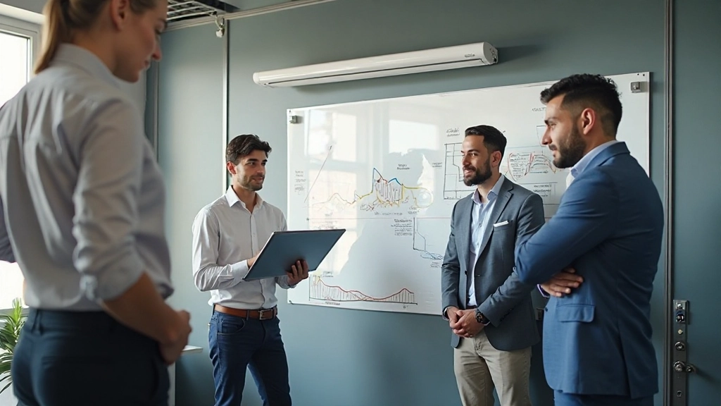 Sesión de planificación estratégica empresarial con equipo profesional