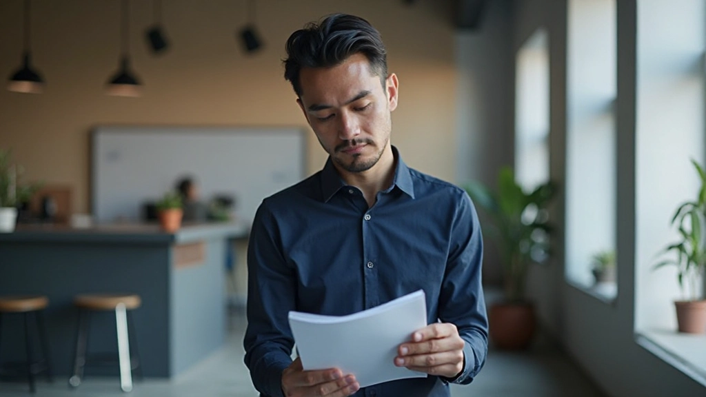 Emprendedor analizando plan de negocios con datos de mercado