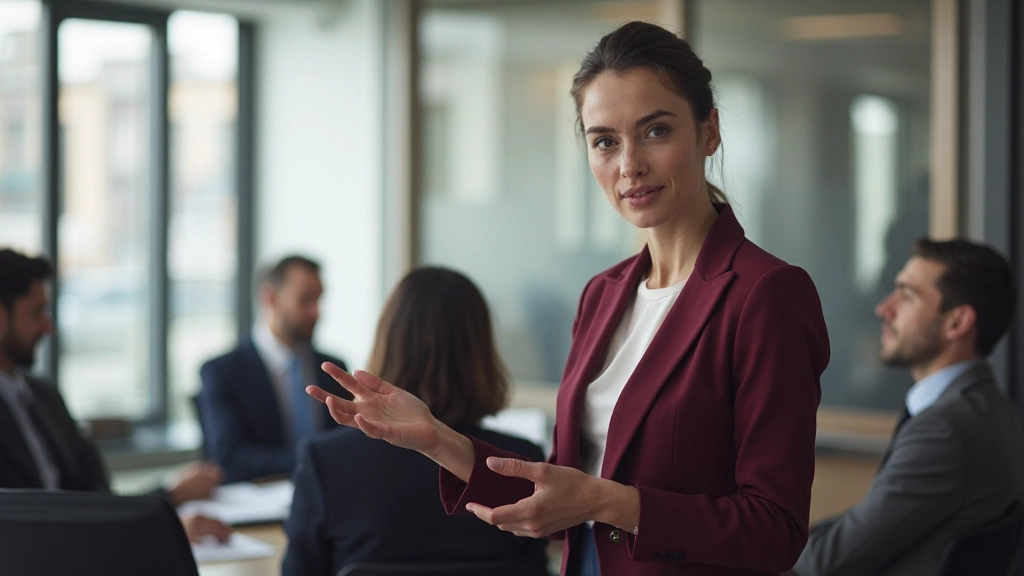 Directivo presentando plan de expansión estratégica a equipo de ejecutivos en sala de conferencias