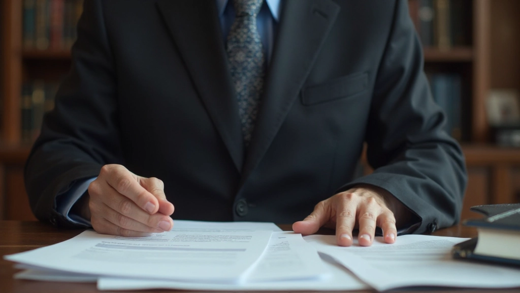 Abogado especializado en comercio internacional revisando documentos de regulaciones aduanales y tratados comerciales