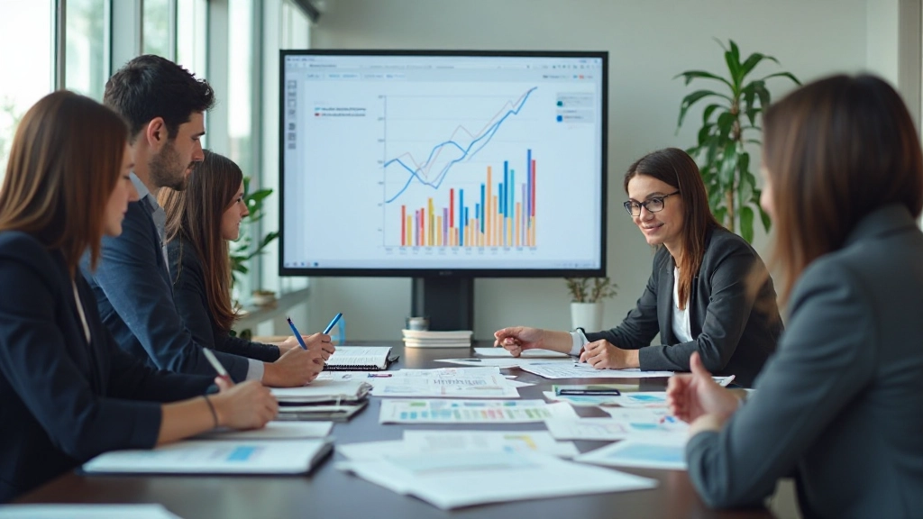 Equipo de consultoría estratégica en reunión de análisis empresarial