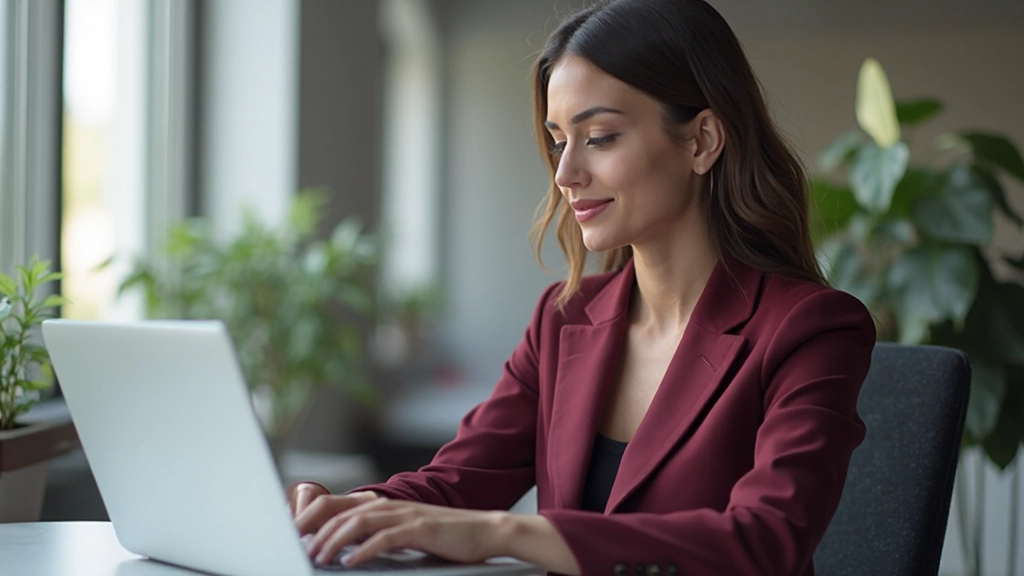 Ejecutiva profesional analizando gráficos de desafíos logísticos y cambiarios en pantalla de computadora
